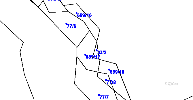 Parcela st. 33/2 v KÚ Zálezly, Katastrální mapa