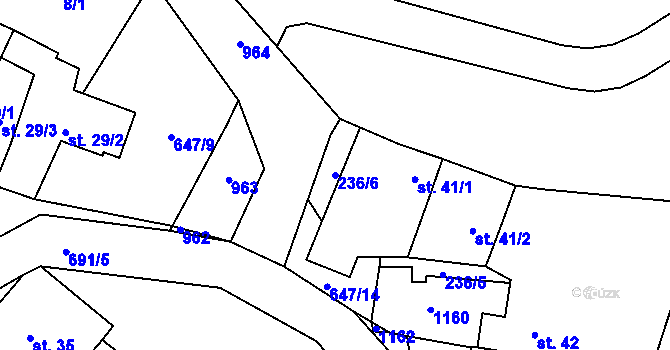Parcela st. 236/6 v KÚ Zálezly, Katastrální mapa
