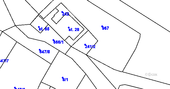 Parcela st. 241/2 v KÚ Zálezly, Katastrální mapa