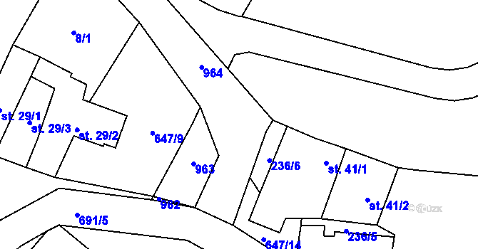 Parcela st. 236/8 v KÚ Zálezly, Katastrální mapa