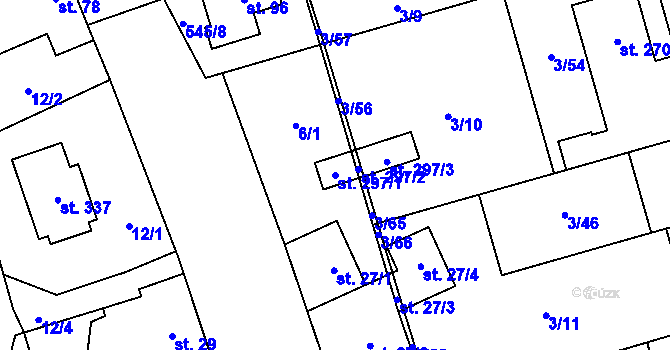 Parcela st. 297/1 v KÚ Veleň, Katastrální mapa