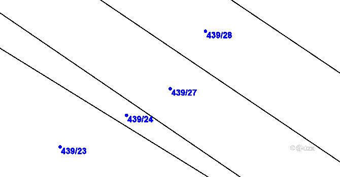 Parcela st. 439/27 v KÚ Veleň, Katastrální mapa
