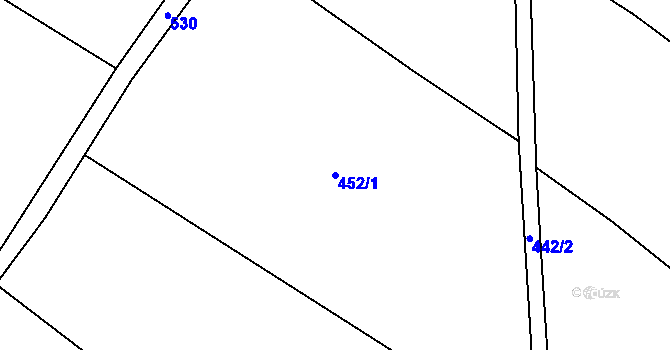 Parcela st. 452/1 v KÚ Veleň, Katastrální mapa
