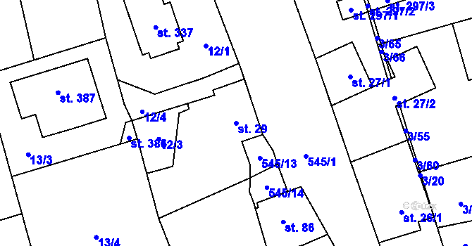 Parcela st. 29 v KÚ Veleň, Katastrální mapa