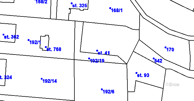 Parcela st. 41 v KÚ Veleň, Katastrální mapa