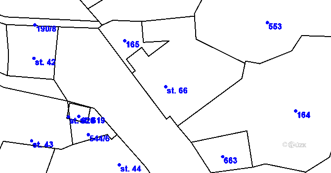 Parcela st. 66 v KÚ Veleň, Katastrální mapa