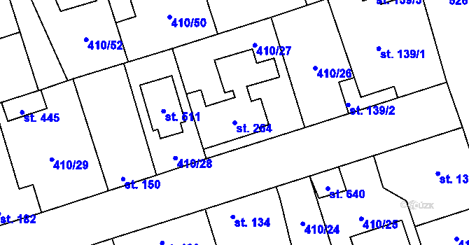 Parcela st. 264 v KÚ Veleň, Katastrální mapa