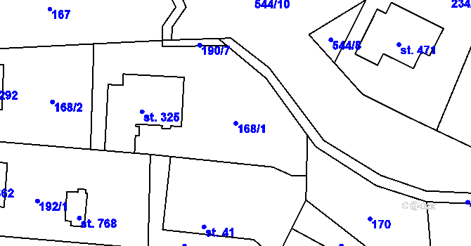 Parcela st. 168/1 v KÚ Veleň, Katastrální mapa