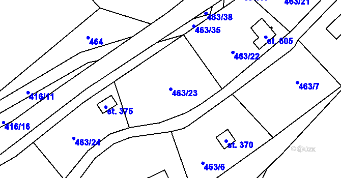 Parcela st. 463/23 v KÚ Veleň, Katastrální mapa