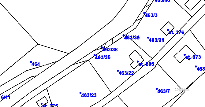 Parcela st. 463/30 v KÚ Veleň, Katastrální mapa