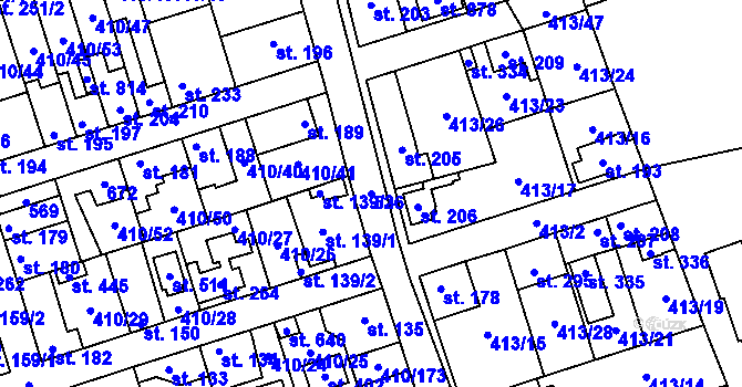 Parcela st. 526 v KÚ Veleň, Katastrální mapa