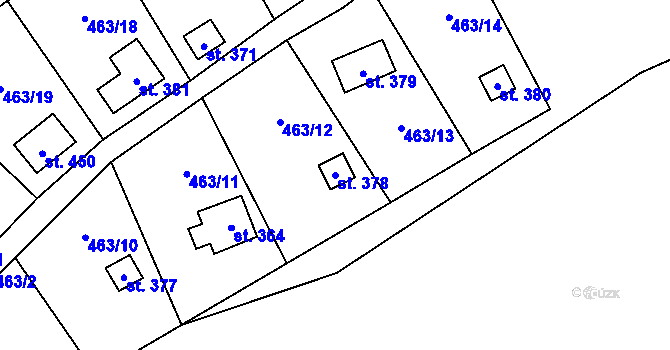 Parcela st. 378 v KÚ Veleň, Katastrální mapa