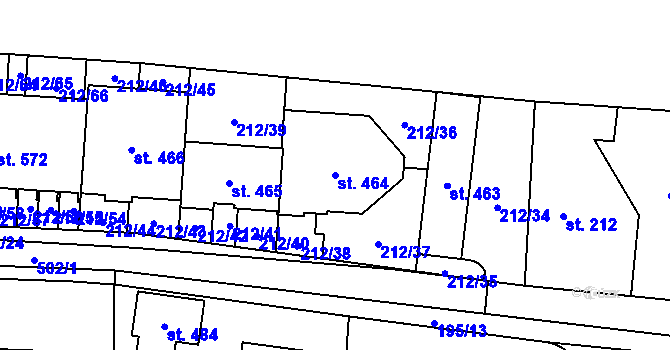 Parcela st. 464 v KÚ Veleň, Katastrální mapa
