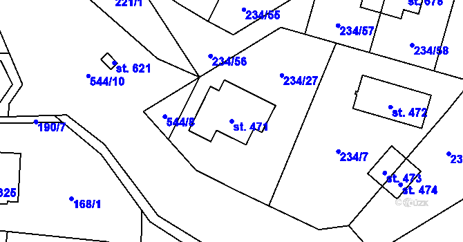 Parcela st. 471 v KÚ Veleň, Katastrální mapa