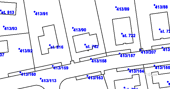 Parcela st. 762 v KÚ Veleň, Katastrální mapa