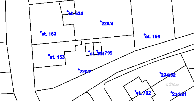 Parcela st. 799 v KÚ Veleň, Katastrální mapa