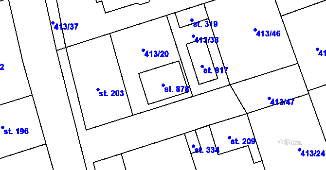 Parcela st. 878 v KÚ Veleň, Katastrální mapa