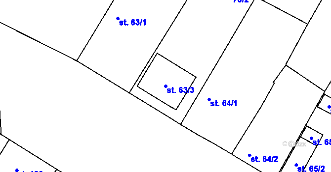 Parcela st. 63/3 v KÚ Velenice, Katastrální mapa