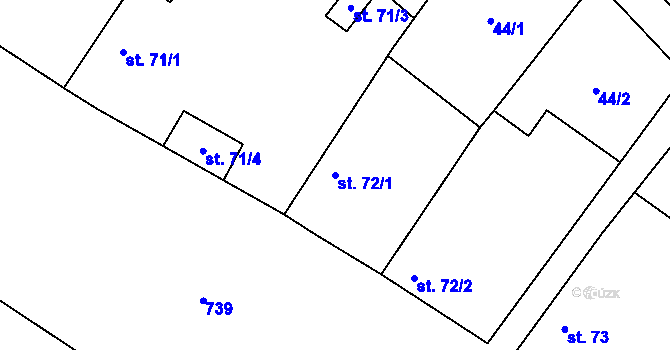 Parcela st. 72/1 v KÚ Velenice, Katastrální mapa