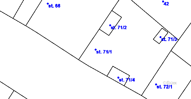 Parcela st. 71/1 v KÚ Velenice, Katastrální mapa