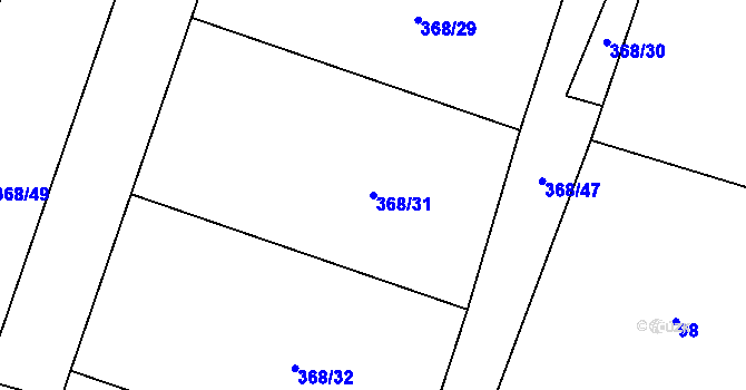 Parcela st. 368/31 v KÚ Velenice, Katastrální mapa