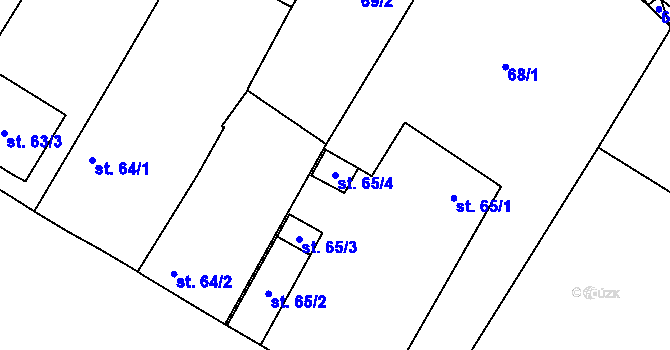 Parcela st. 65/4 v KÚ Velenice, Katastrální mapa