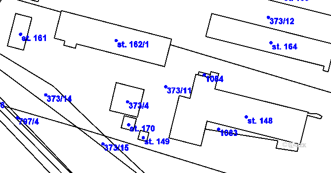 Parcela st. 373/11 v KÚ Velenice, Katastrální mapa
