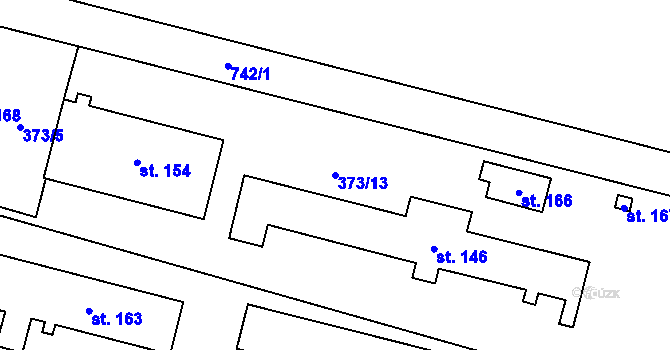 Parcela st. 373/13 v KÚ Velenice, Katastrální mapa