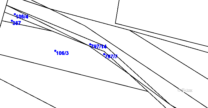 Parcela st. 797/7 v KÚ Velenice, Katastrální mapa