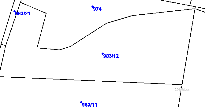 Parcela st. 983/12 v KÚ Velenice, Katastrální mapa