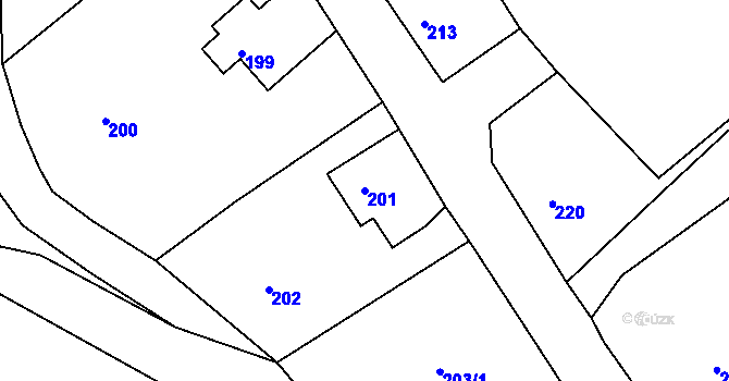 Parcela st. 201 v KÚ Velenice u Zákup, Katastrální mapa