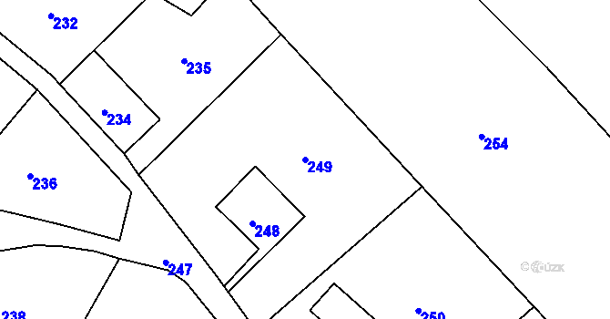Parcela st. 249 v KÚ Velenice u Zákup, Katastrální mapa
