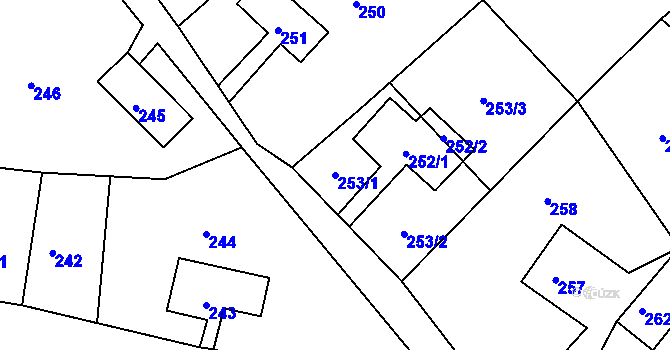Parcela st. 253/1 v KÚ Velenice u Zákup, Katastrální mapa