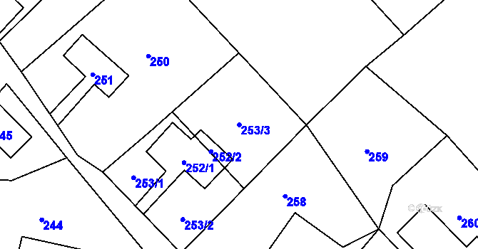 Parcela st. 253/3 v KÚ Velenice u Zákup, Katastrální mapa