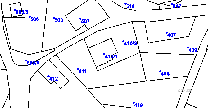 Parcela st. 410/1 v KÚ Velenice u Zákup, Katastrální mapa