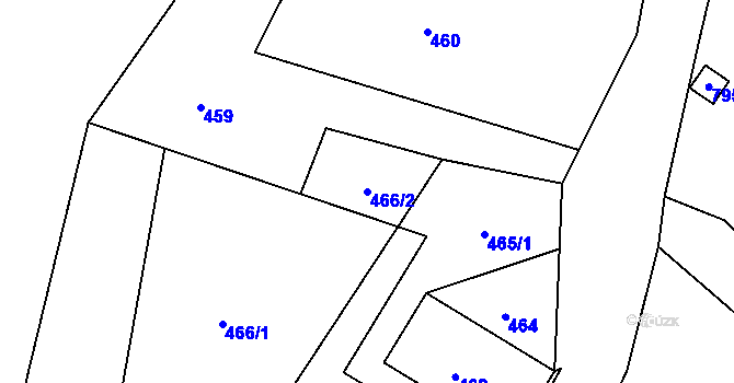 Parcela st. 466/2 v KÚ Velenice u Zákup, Katastrální mapa