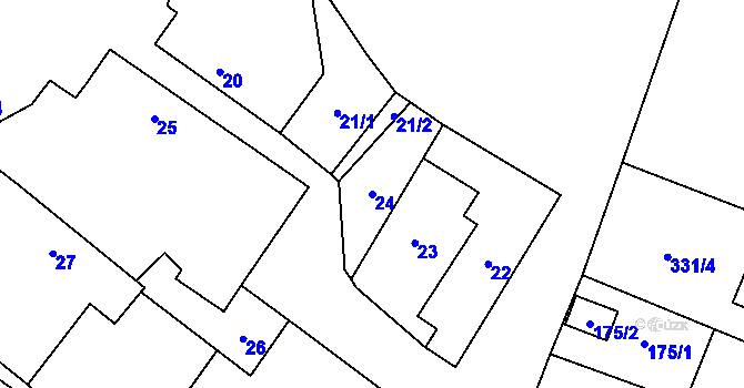 Parcela st. 24 v KÚ Velenka, Katastrální mapa