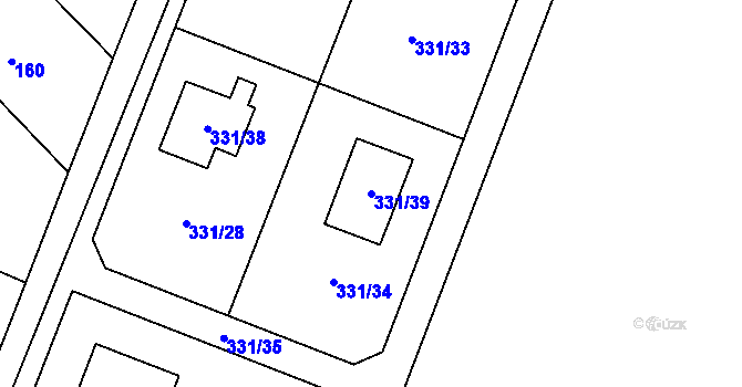 Parcela st. 331/39 v KÚ Velenka, Katastrální mapa