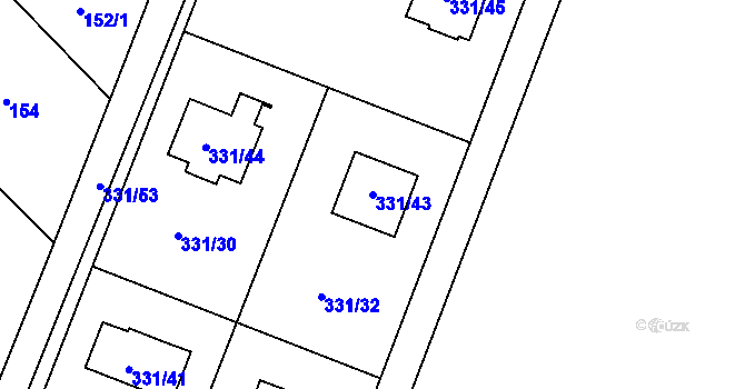 Parcela st. 331/43 v KÚ Velenka, Katastrální mapa