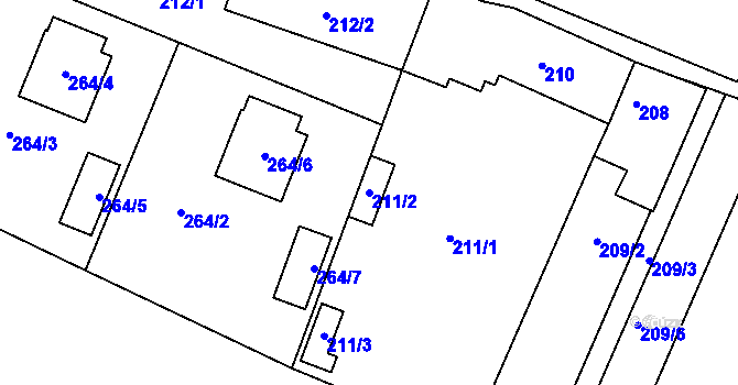 Parcela st. 211/2 v KÚ Velenka, Katastrální mapa