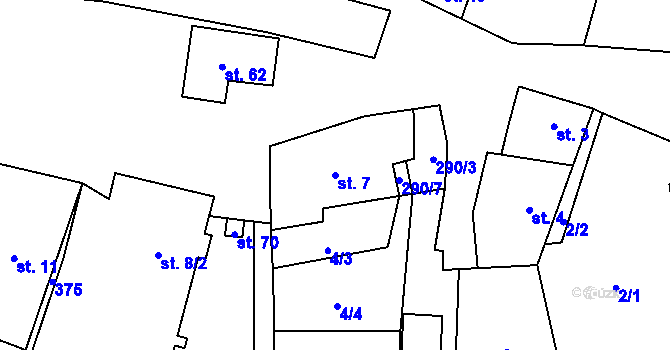 Parcela st. 7 v KÚ Velenov, Katastrální mapa