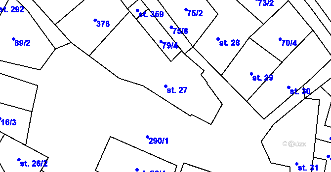 Parcela st. 27 v KÚ Velenov, Katastrální mapa