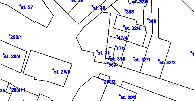Parcela st. 31 v KÚ Velenov, Katastrální mapa