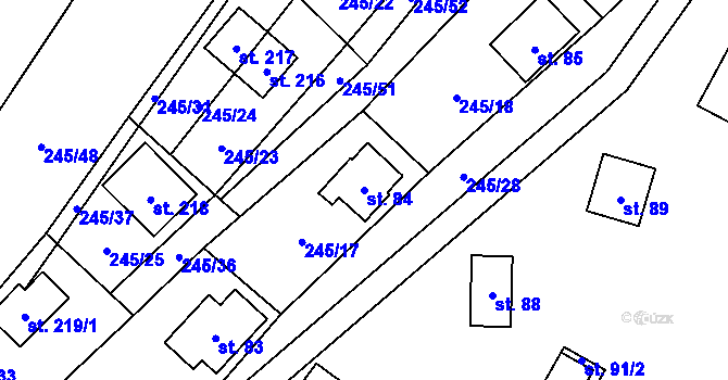 Parcela st. 84 v KÚ Velenov, Katastrální mapa
