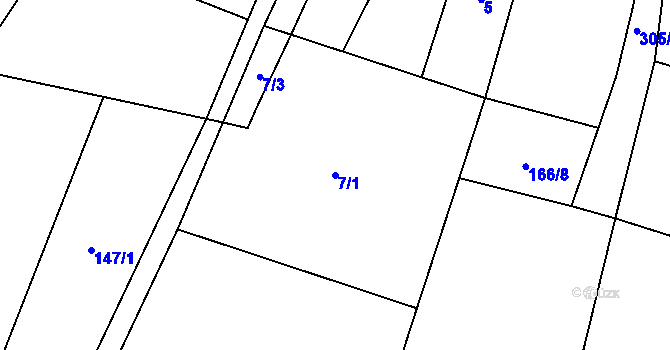 Parcela st. 7/1 v KÚ Velenov, Katastrální mapa