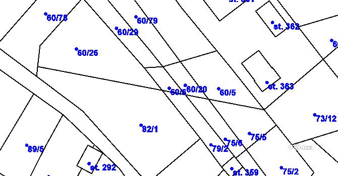 Parcela st. 60/6 v KÚ Velenov, Katastrální mapa