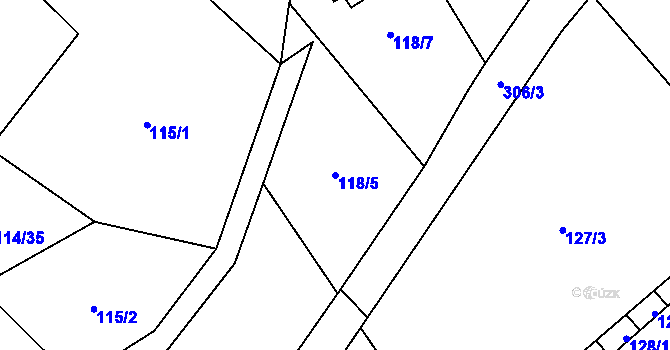 Parcela st. 118/5 v KÚ Velenov, Katastrální mapa
