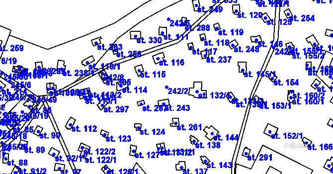 Parcela st. 242/2 v KÚ Velenov, Katastrální mapa