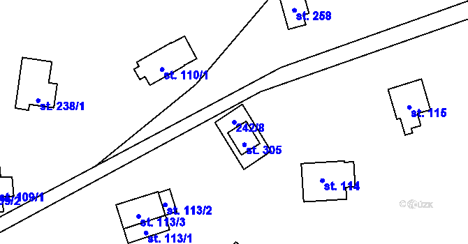 Parcela st. 242/8 v KÚ Velenov, Katastrální mapa
