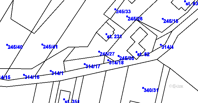 Parcela st. 245/27 v KÚ Velenov, Katastrální mapa
